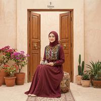 Gambar Gamis Trend Terbaru Motif Tenun Dress Kondangan Mewah Elegan - Shirin Zein Sabrina Seies - Maroon, S dari Shirin Zein Store Kab. Pati 3 Tokopedia