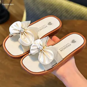 COD SANDAL SLOP ANAK PEREMPUAN TERBARU / SENDAL KARET MOTIF PITA KEKINIAN / SANDAL TEPLEK ELEGAN - SD15-PUTIH, 26-27 | Hot Item