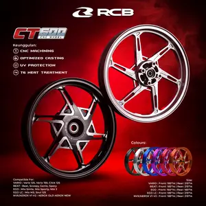Velg CNC RCB CT600 Set Depan Belakang 185/215 Ring 14 Matic Honda Beat Scoopy Vario 110 CLICK 125/150 VARIO 150 MIO/EGOS AEROX
