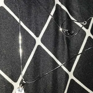 Kalung Titanium Liontin Perak Silver Lapis Emas Putih Anti Karat Tidak Luntur Selamanya Wanita Permata Nagita Kristal Fashion Elegan Hadiah