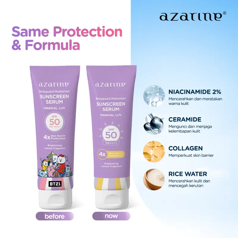 Azarine Body Guard Moisturizer Sunscreen Serum 100ml Mencerahkan Vitamin Sunblock  Ceramide  Hydrating Tubuh Sunscreen Badan 1