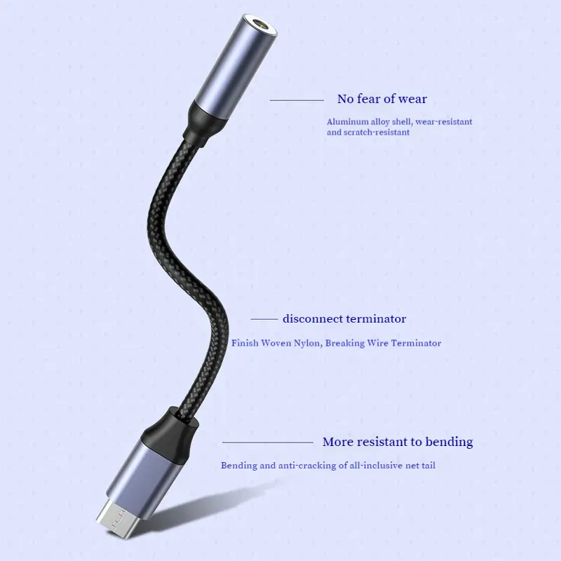 Bộ Chuyển Đổi tai nghe Type-c sang 3,5 mm, Tương thích với Apple và Android, Bộ Chuyển Đổi tai nghe Apple, Cáp dữ liệu âm thanh Lightning sang 3,5 mm, Điều khiển dây 3,5 mm, Thích hợp cho tai nghe 2