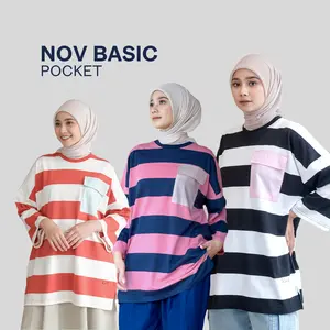 Rurik Nov Basic Kaos Oversize  atasan  wanita Loose Panjang Nyaman Kerah Oblong