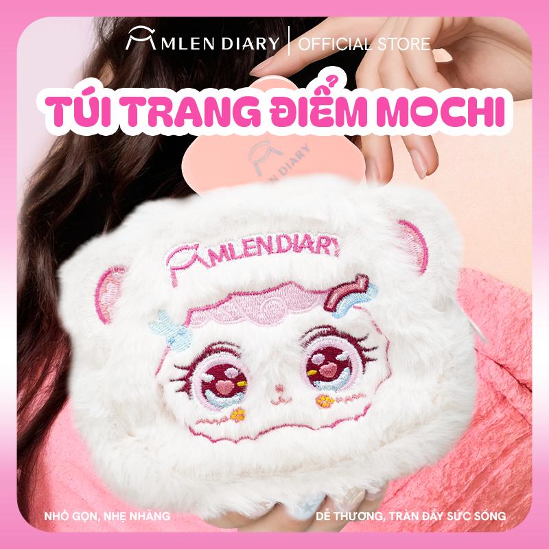  Mlen Diary - Túi trang điểm Mochi Túi thêu lông mềm dễ thương Túi nhỏ đựng son và đồ trang điểm cần thiết Makeup bag Tiện lợi khi ra ngoài Dung tích lớn đựng được 3 hộp mi nam châm mềm Có thể dùng làm ví đựng tiền lẻ máy ảnh cầm tay 