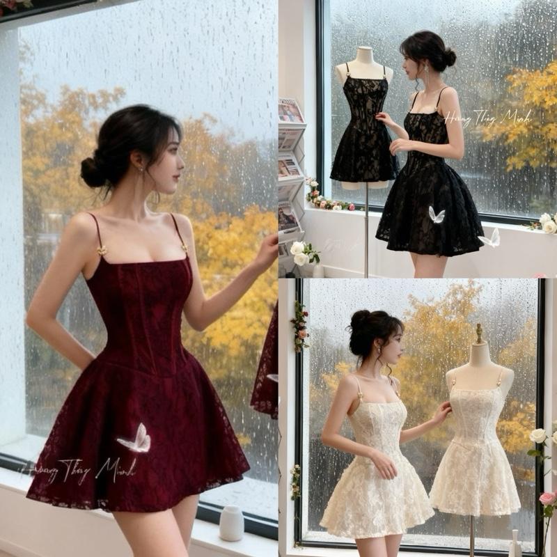 X1-Đầm 2 Dây Corset Ren Xoè Ngắn Kèm Tag Cài Bướm Tùng Xoè Tiểu Thư Sang Trọng Cao Cấp KÈM QUẦN -HoangThuyMinhStore97