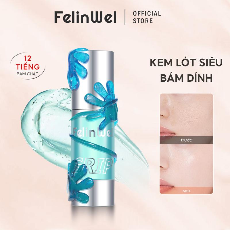  FelinWel - Kem Lót Dưỡng Ẩm Dạng Gel Grip Primer có độ bám tốt thành phần thân thiện với da tăng cường độ ẩm lớp trang điểm bám tốt kiểm soát dầu lâu trôi mỏng nhẹ 30ml 22ml 