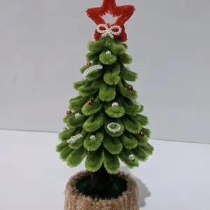 pohon natal pot mini kawat bulu mercy hiasan meja dan dashboard