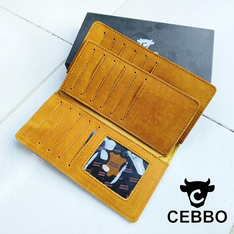 Dompet Panjang Pria Kulit Sapi Asli Crazy Horse Leathe Merk CEBBO Dompet Panjang Bisa Muat Hp Kartu Uang 6