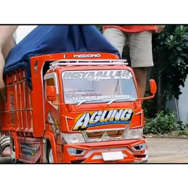 PROMO MINIATUR TRUK KAYU TRENDING TOPIK TERBARU BISA OLENG KANAN KIRI BONUS LED 3MODE FREE TERPAL Roda Truk Lampu 2