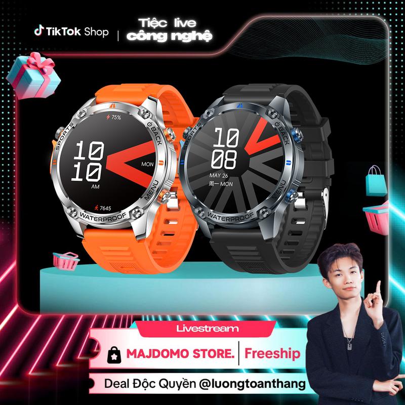 MODA x Luongtoanthang712 MAJDOMO Đồng Hồ Thông Minh GPS Pro Chống Nước 5ATM Màn Hình AMOLED 1.43 inch 100 Chế Độ Thể Thao Đo Nhịp Tim SpO2 Giấc Ngủ Nhắc Nhở Chu Kỳ GPSpro