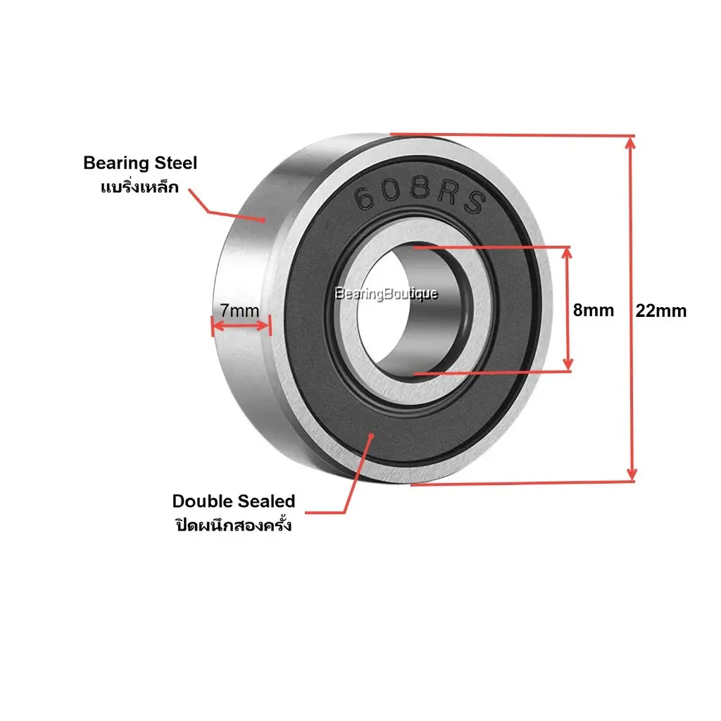 Bearing 608zz s608zz 608ZZ S608ZZ Bearing Steel,  8x22x7mm, Double Metal Shields  Sealed Miniature Deep Groove Ball Bearing