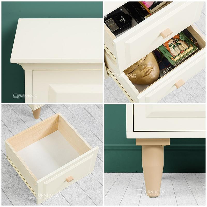 IFURNHOLIC Hannah Bedside Table | Meja Nakas | Meja Samping Tempat Tidur | Lemari Laci Nakas | Meja Sudut 6