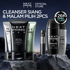 【NEW】NEXTPRIME 3pcs Set Facial Wash 2PCS+Lip Balm Matte/Invisible & Dry Deodorant/Sport Defense Deodorant Roll-On– Pembersih Wajah Pria Membersihkan & Mendetoksifikasi Kulit Mengangkat Kotoran Polusi & Mengontrol TampilanMinyak&Mencerahkan seketika