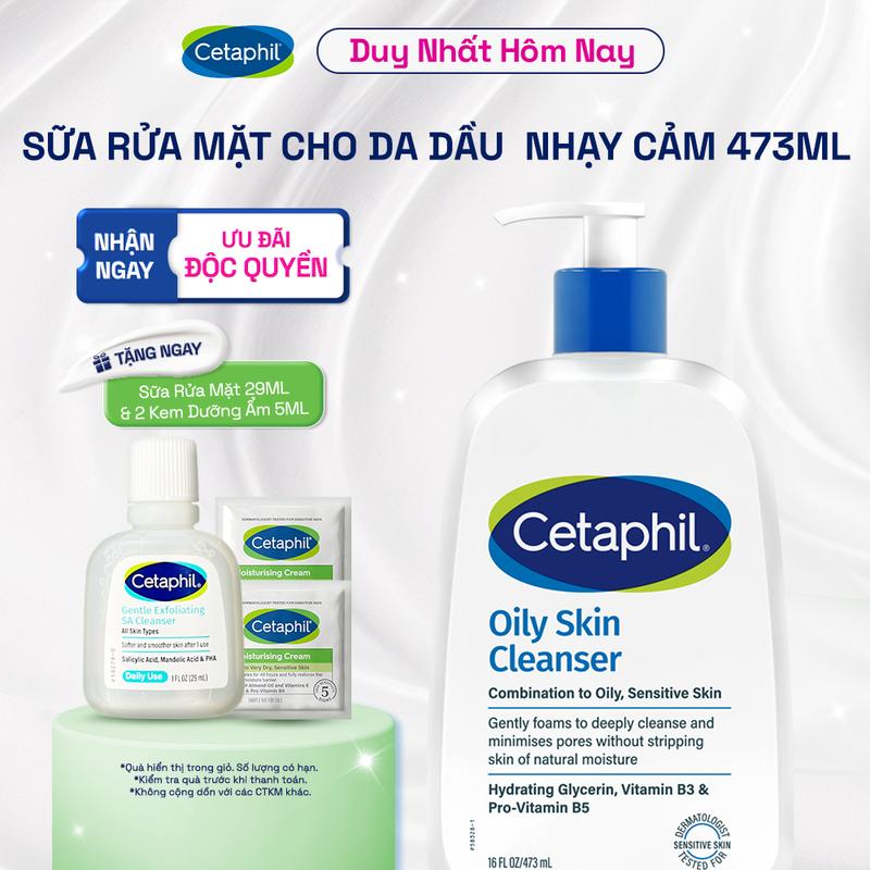   Hứa Ngân  Sữa rửa mặt dịu lành cho da dầu nhạy cảm CETAPHIL OILY SKIN CLEANSER 473ML 