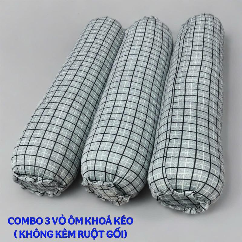 Combo 3 Vỏ Ôm Khóa Kéo Thun Hàn Quốc 35x100cm Chất Liệu Mềm Mịn 3D Vạn Phát Đa Dạng Mẫu Mã Không Kèm Ruột Gối Thiết Kế Khóa Dài May Bít 2 Đầu Ôm Tiện Dụng