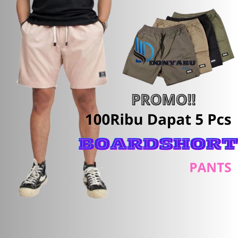 Celana Boardshort 90Ribu Dapat 5Pcs/Celana Pendek Pria Wanita Katun Nyaman Panjang Lembut Santai Pantai 0