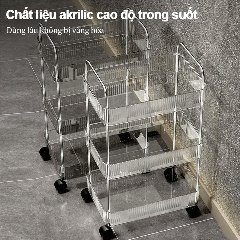  Kệ Nhựa Trong Suốt 3 Tầng Có Bánh Xe – Xe Đẩy Đa Năng Cao Cấp Tiện Lợi Đựng Đồ Ăn Vặt Bỉm Sữa & Mỹ Phẩm 