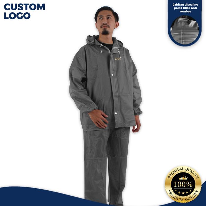 Gambar Custom Jas Hujan KHN Setelan Baju Celana Full Sealing Press Premium Anti Rembes - Remaja, Hitam dari KHN Store Kab. Sumedang Tokopedia