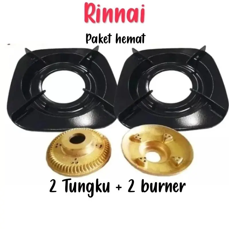 Paket Tatakan Tungku dan Burner Kuningan Mawar Kompor Gas Rinnai