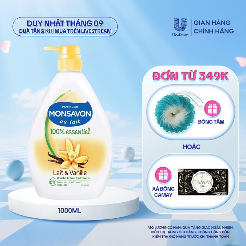   Live  Sữa tắm Monsavon dưỡng da body chiết xuất sữa và hoa vani 1000ml 