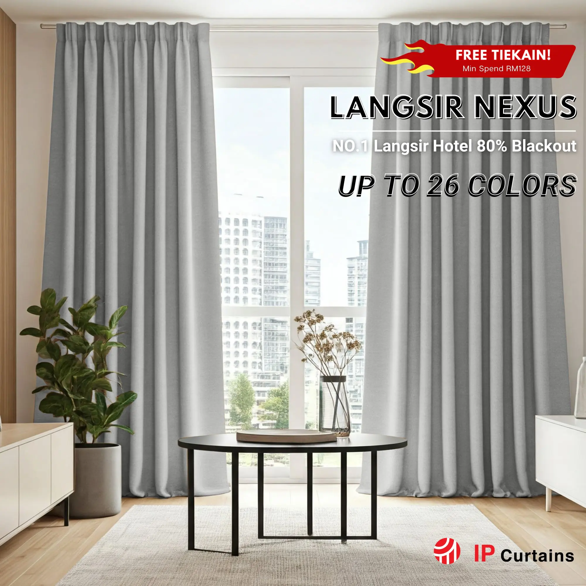 IP CURTAIN NEXUS Langsir Raya 2025 Blackout Curtain Window Tingkap Murah Ready Made Hook Ring Sliding Ready Stock langsir tingkap rumah
