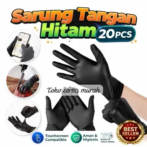Sarung Tangan Karet Latex Nitrile Gloves Warna Hitam Isi 20pc