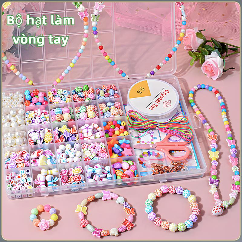 Đẳng cấp Đồ Chơi Giáo Dục Xâu Hạt Mầm Non - Bộ 500 hạt + dây làm vòng tay vòng cổ - DIY phụ kiện trang sức,Kích Thích Sáng Tạo - Quà Tặng Cho Bé Gái