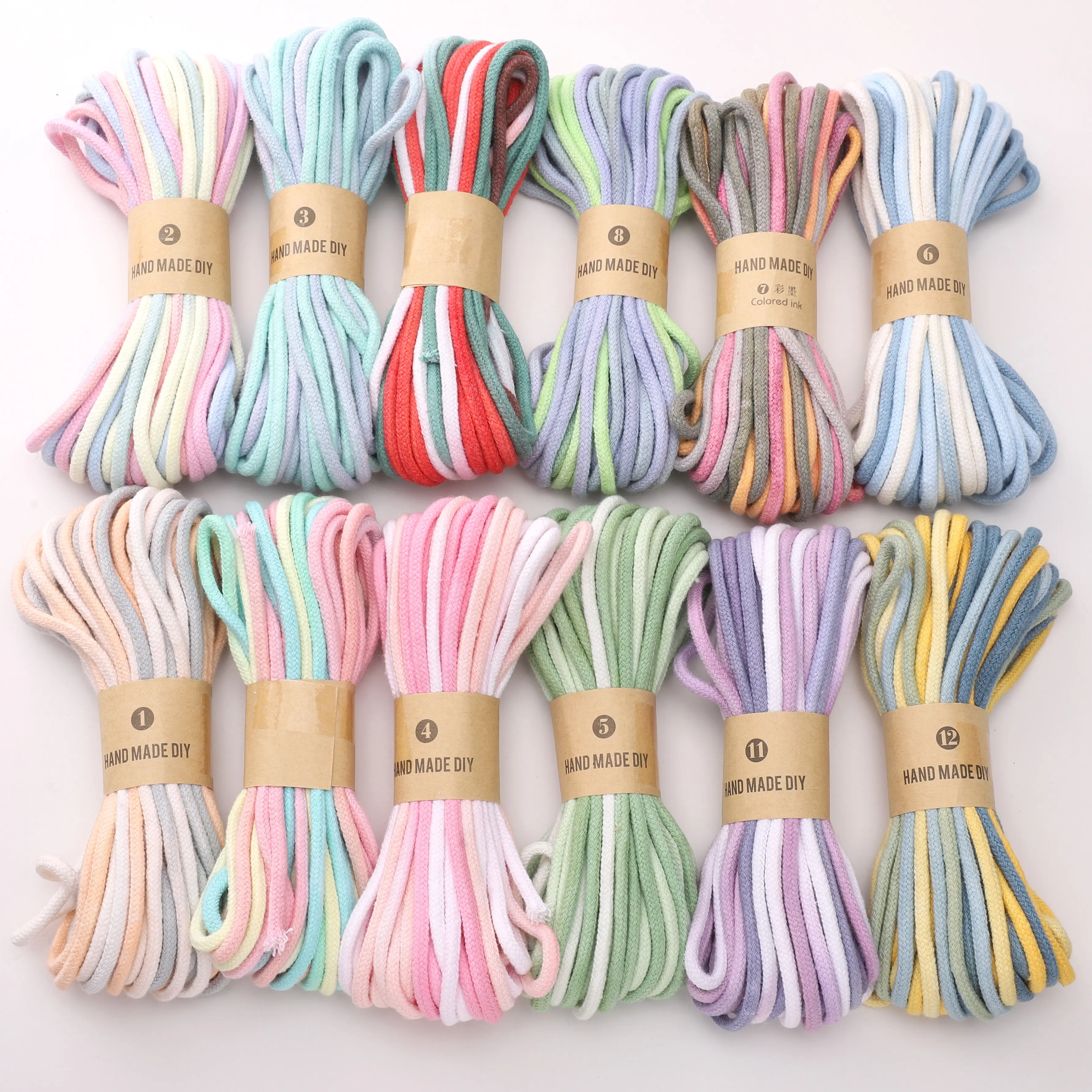 Tali Katun Tie-Dye Gradasi, Tebal ±4mm, 12 Warna Tersedia, Bahan Makrame DIY, Tali Gantungan Tanaman/Tas/Gelang, 10 meter/gulungan