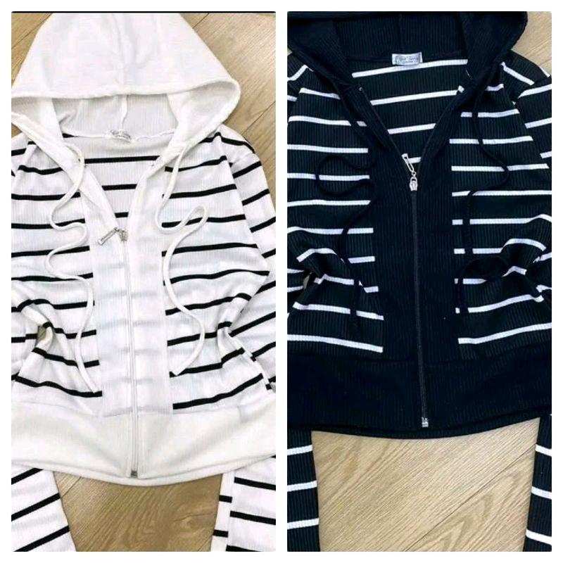 Áo Khoác Nữ Mẫu Mới Sọc Bo Viền 4 Túi Chất Vải Gân Tăm Co Giãn Thoáng Khí Trẻ Trung Mặc Bốn Mùa Quanh Năm Giặt Máy Thoải Mái Áo Bo Gân Chống Nắng Dày Nón To  Tay Xỏ Ngón