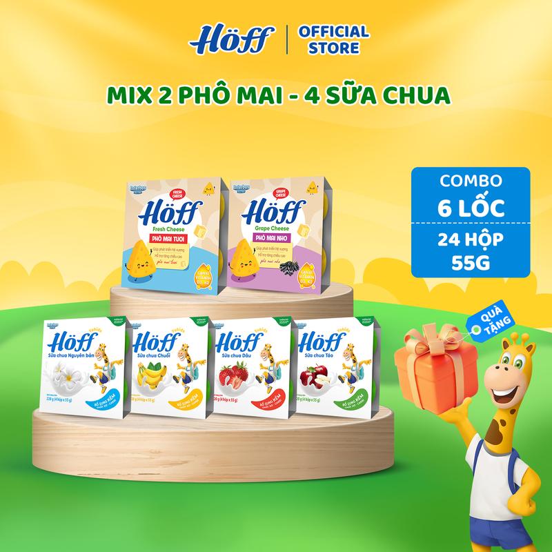 Combo mix vị Sữa chua Hoff và Phô mai tươi Hoff  (6 lốc – 24 hộp/55g)