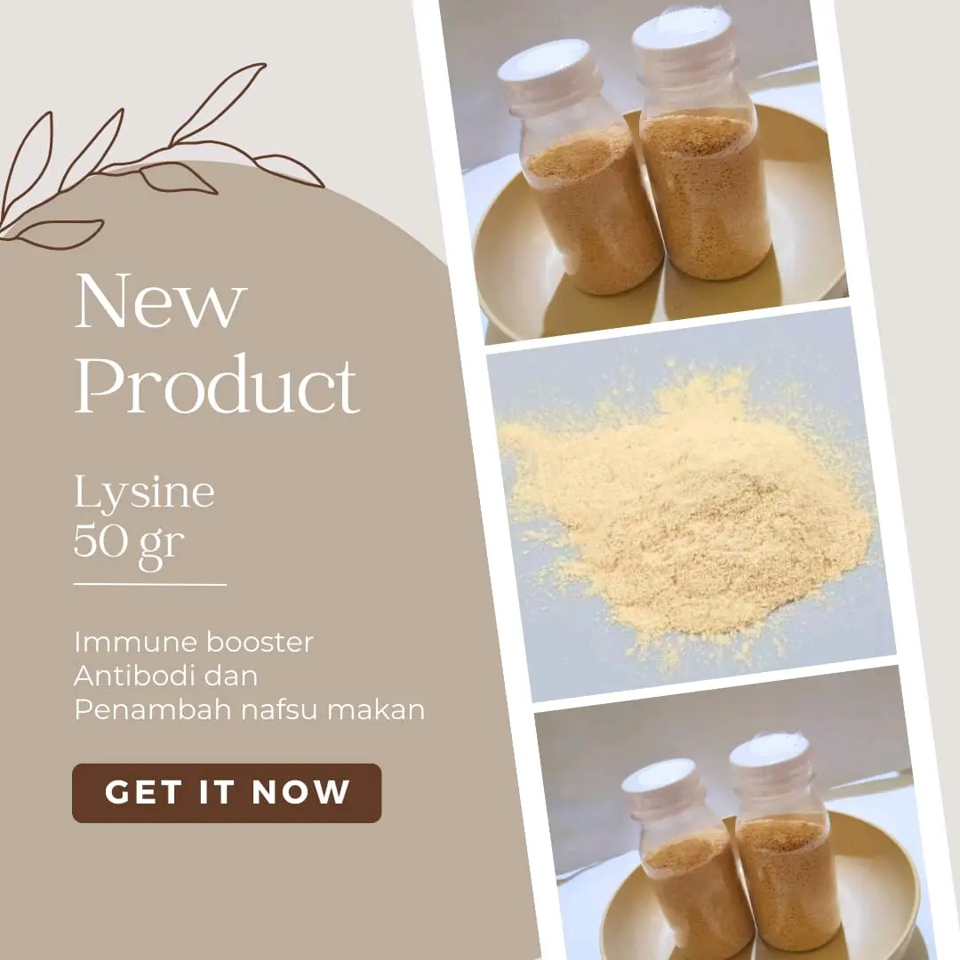 Lysine Penambah Nafsu Makan, Imunitas, Kesehatan Bulu 50 gram