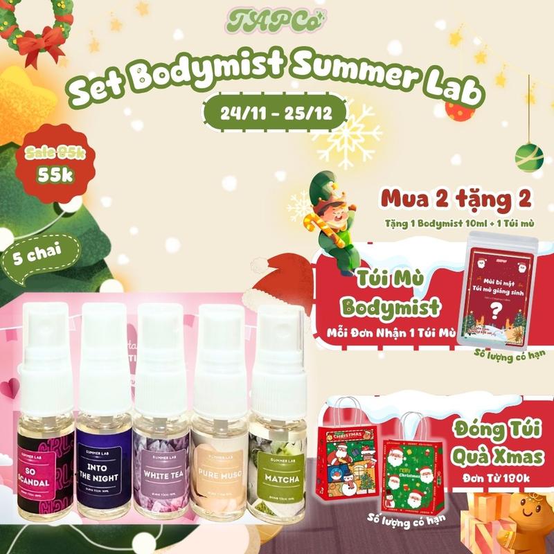 Set Bodymist set 10ml Mùi hương Nữ tính Trẻ trung Quyến rũ - Summer Lab Cosmetic Perfume Nước Hoa Trà