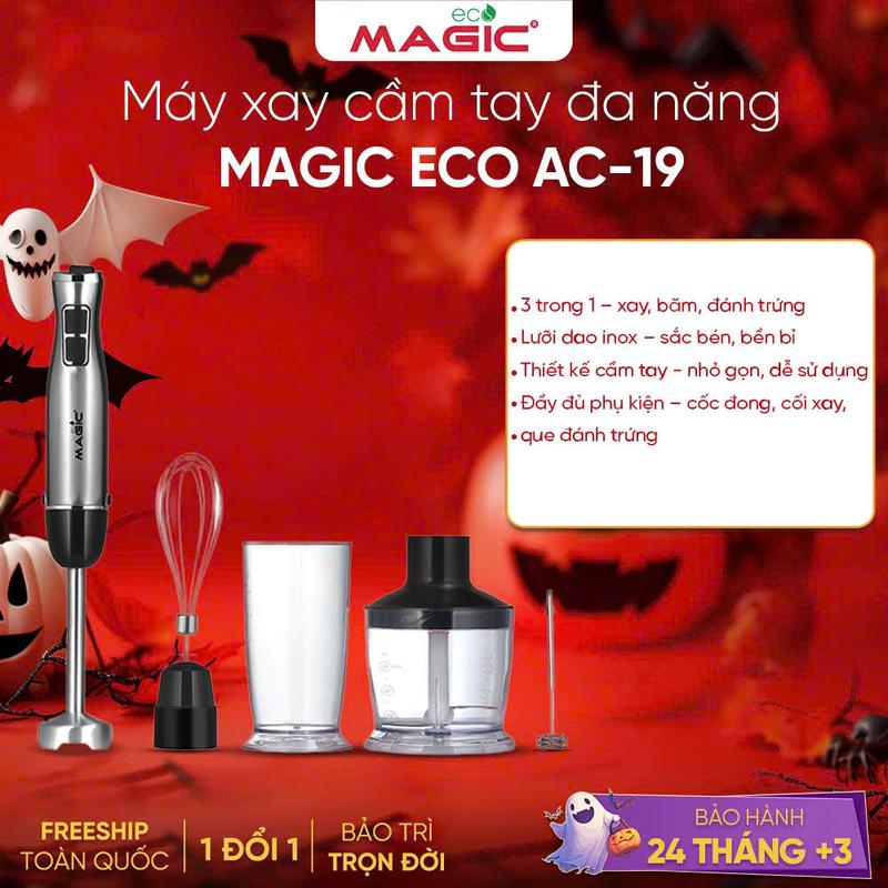 Máy xay cầm tay đa năng Magic AC-19 – Xay, băm, đánh trứng 3 trong 1 – Lưỡi dao inox – Thiết kế cầm tay tiện lợi
