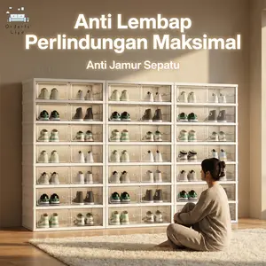 【Rak Sepatu Serbaguna Anti Debu】COD, 24 jam kirim3/6/9 Susun, Bisa Ditumpuk untuk 6-32 Pasang Sepatu | Kotak Sepatu Lipat Magnet Tertutup Transparan | Tanpa Pasang, Portabel | Plastik Bening dengan Pintu Magnet | Serbaguna & Hemat Tempat