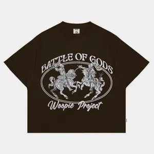 Woopie Project Boxy Crop Fit Oversized Pria Wanita Brown Katun Combed 20s 200gsm Kaos Distro Cowok