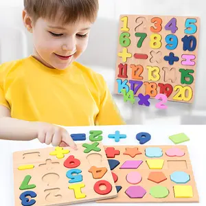 Minzo Mainan Anak Puzzle Kayu Huruf Angka Alphabet Geometri Model 3D Edukasi Belajar Bahasa