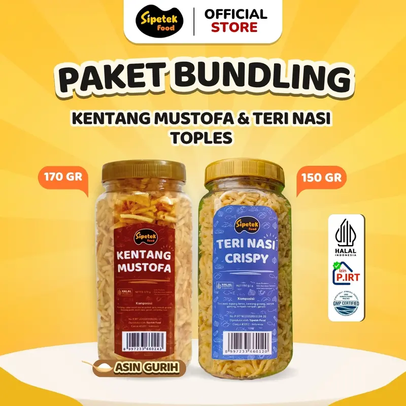 [Spesial] - Paket Bundling Kentang Mustofa dan Teri Crispy Toples Sipetek 1