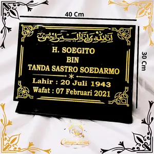 Cahaya Nisan - Batu Nisan Granit Hitam Ukuran 40x30 CM Full Dudukan