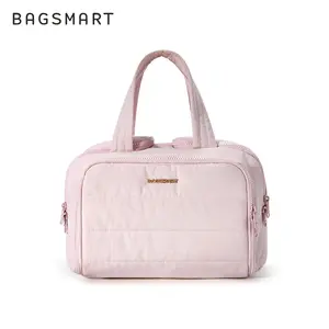 BAGSMART Toiletry Bag, Ringan, Besar, dan Mudah Dibuka, Tas Perjalanan untuk Wanita, Tas Kosmetik Makeup yang Empuk dengan Pegangan untuk Aksesori, Perlengkapan, dan Peralatan Mandi.