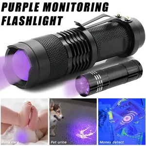 UV Flashlight Waterproof Ultra Violet Light Portable Black Light Flashlight Zoomable Lamp Scorpion Pet Urine Stain Detector Tool