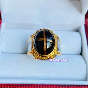 Cincin Batu Tapak Jalak Garis lurus Super Mewah Minimalis