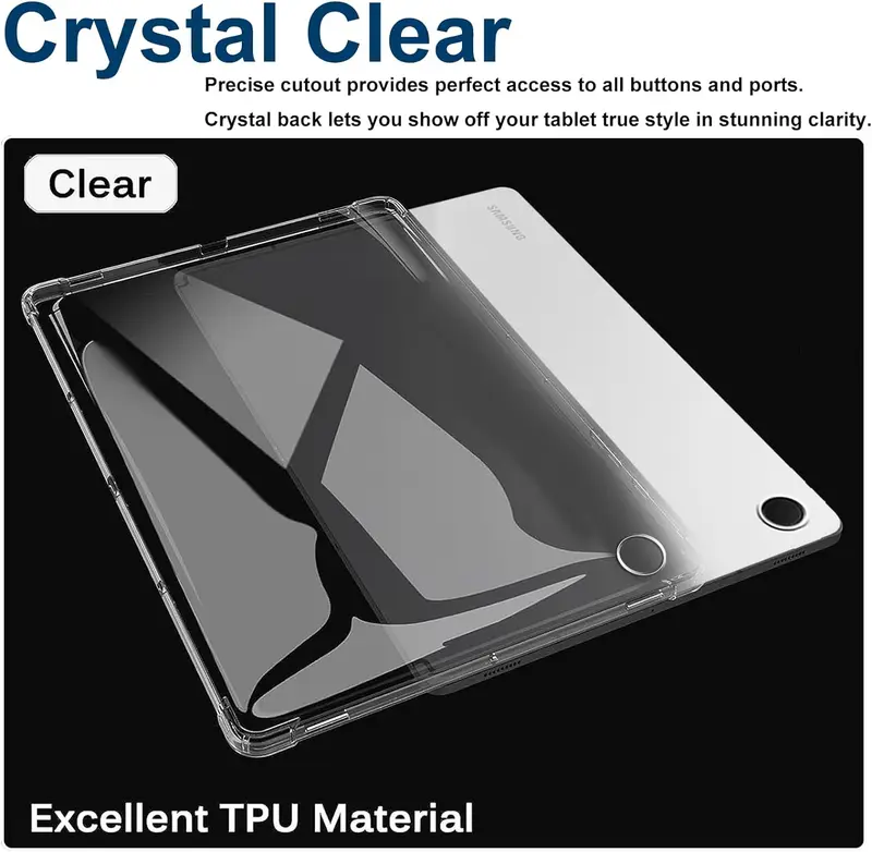 Ốp Cho Samsung Galaxy Tab A9 8.7, Bảo Vệ Chống Rơi Túi Khí Tiên Tiến, TPU Silicon Linh Hoạt Chống Sốc, Chống Trầy Xước, Chống Vàng, Ốp Vỏ Mỏng Ốp Máy Tính Bảng Samsung Galaxy Tab A9 Plus, Trong Suốt 6
