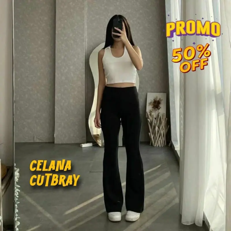 PROMO SPECIAL LIVE Celana Cutbray Scuba & KNIT Highwaist Flare Pants