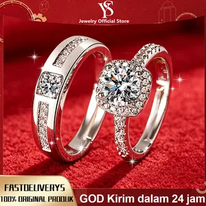 Cincin Berlian Persegi S925 Cincin Pasangan Perak Karat & Hitam Cincin Tahan Air Pernikahan Pertunangan Pertunangan Cincin Pertunangan
