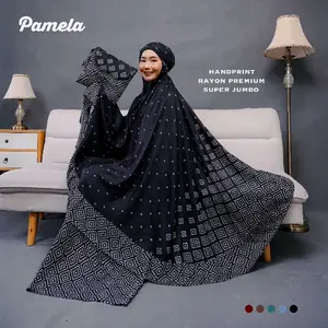 Mukena Dewasa Rempel Size Super Jumbo Bahan Rayon Premium Motif Batik Soft - Mewah, Lembut, Bawahan, Muslim, Cantik, Katun Nyaman Atasan Panjang Navy Biru