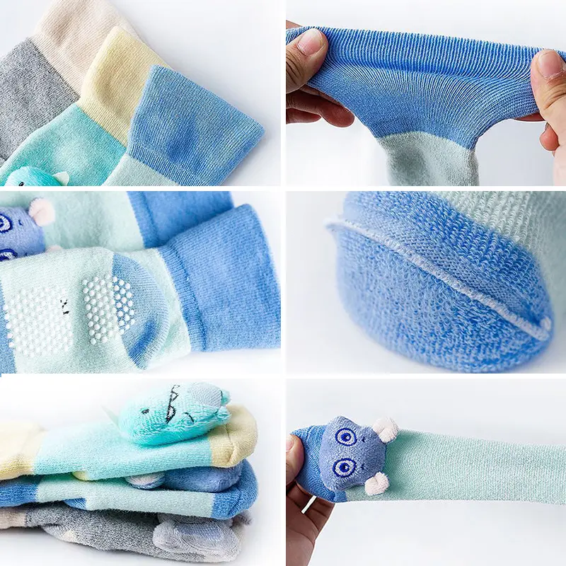 Vớ Chống Trượt Bằng Cotton Cho Trẻ Sơ Sinh, Thiết Kế Hình Động Vật Hoạt Hình Dễ Thương, Thích Hợp Cho Mùa Đông, Vớ Ấm Cho Trẻ Sơ Sinh, Bé Trai Và Bé Gái, Khủng Long, Hổ, Trẻ Mới Biết Đi, Làm Bằng Vải Terry 4