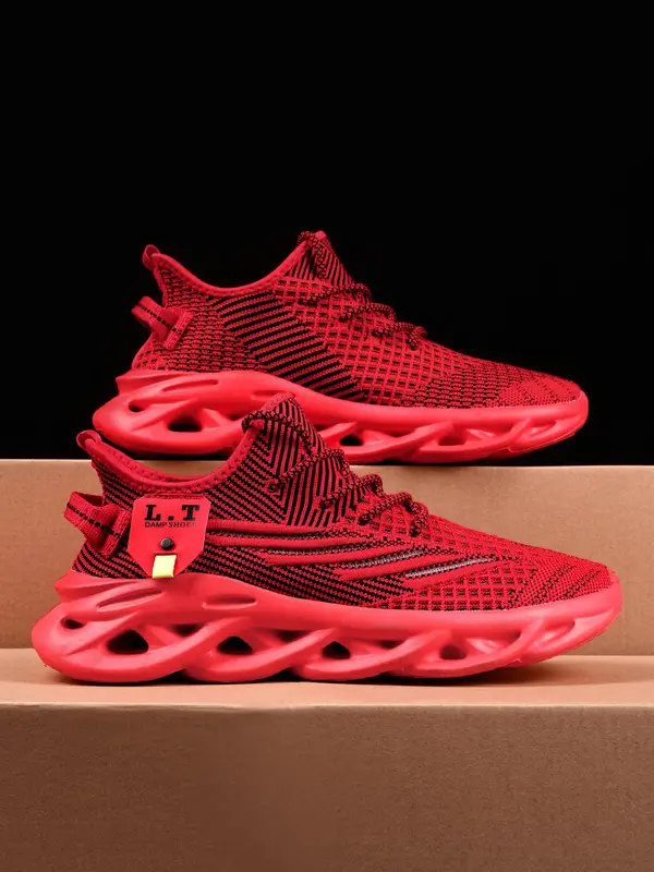 Hollow Out Mens Sneakers for Gift, Men's Lace Up Sneakers, Low Top Sneakers 2024, Casual Outdoor Sports Running Shoes, Non-slip Chunky Sneakers 3
