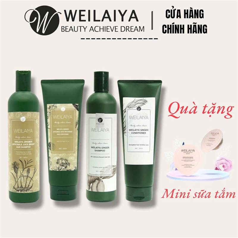 Chính hãng Cặp dầu gội xả tóc thảo dược Weilaiya gừng hà thủ ô dành cho tóc thường Dưỡng Tóc daugoi cap