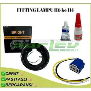 FITTING LAMPU H6 ke H4 – IBRIGHT BESERTA LEM