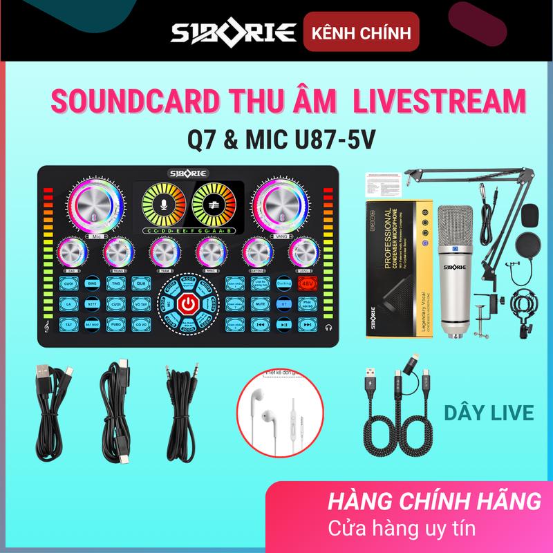   SIBORIE Bộ Soundcard Livestreams Q7 kèm mic U87-5V cao cấp  thiết bị thu âm chuyên nghiệp tại nhà  hát karaoke CHÍNH HÃNG tích hợp nhiều hiệu ứng blutooh 